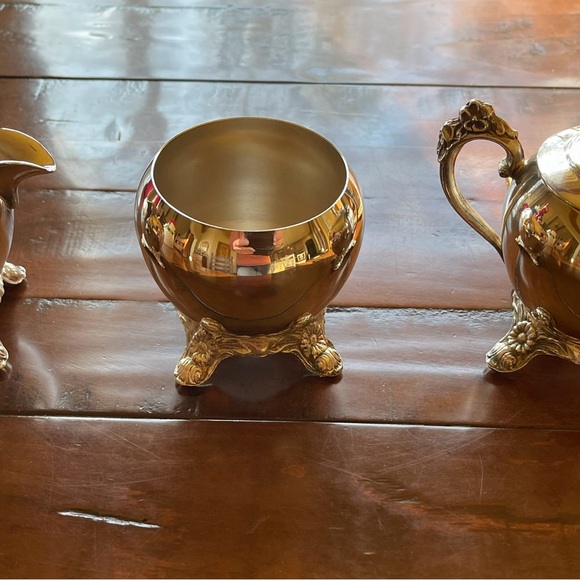 Sugar Bowl, Creamer Bowl, & Sugar Cube bowl Eton Silverplated - Picture 2 of 10